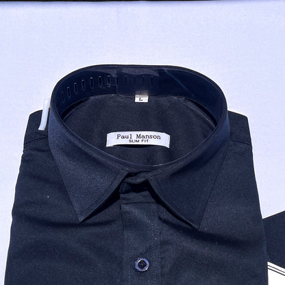 Men Custom Fit Navy Blue Long Sleeve- PM050