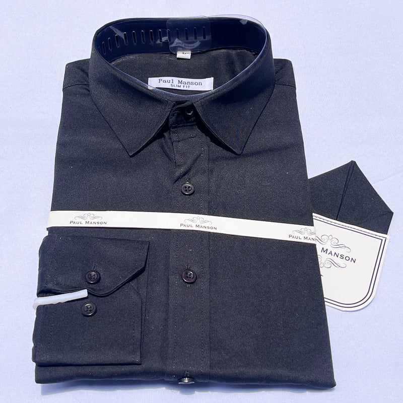 Men Custom Fit Black Long Sleeve- PM055