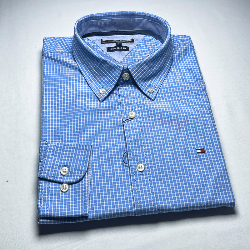 Men's Custom Fit Blue Long Sleeve- TH302