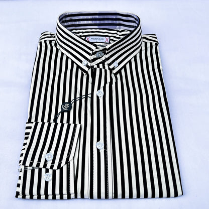 Men’s Custom Fit Black Striped Shirt W02