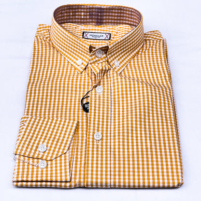 Men’s Custom Fit Orange Checked Shirt - G023