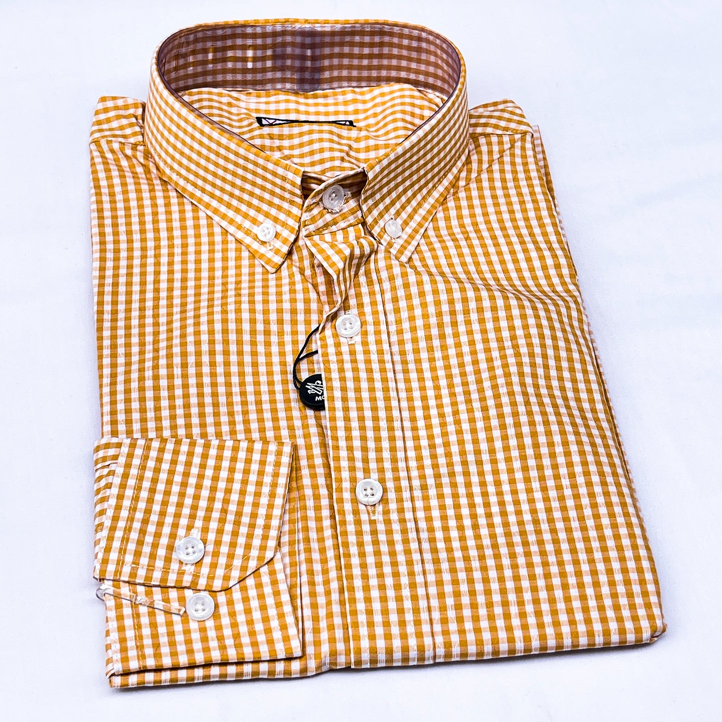 Men’s Custom Fit Orange Checked Shirt - G023