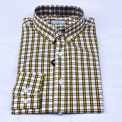 Men’s Custom Fit Yellow Checked Shirt - G014