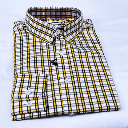 Men’s Custom Fit Yellow Checked Shirt - G014