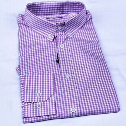 Men’s Custom Fit Purple Checked Shirt - G023