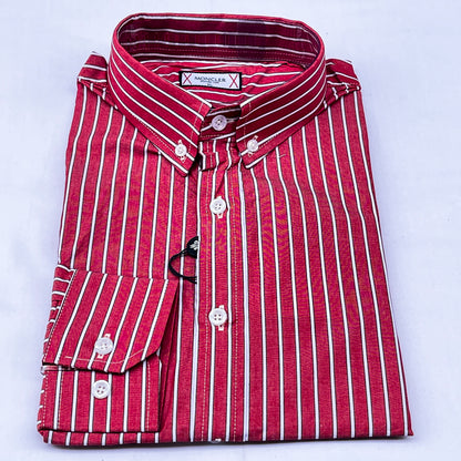 Men’s Custom Fit Red Striped Shirt W02