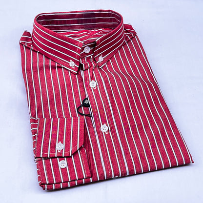 Men’s Custom Fit Red Striped Shirt W02