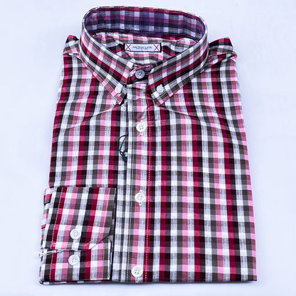 Men’s Custom Fit Red Checked Shirt - G007