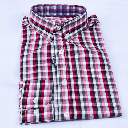 Men’s Custom Fit Red Checked Shirt - G007