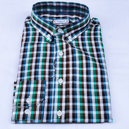 Men’s Custom Fit Blue Checked Shirt - G007