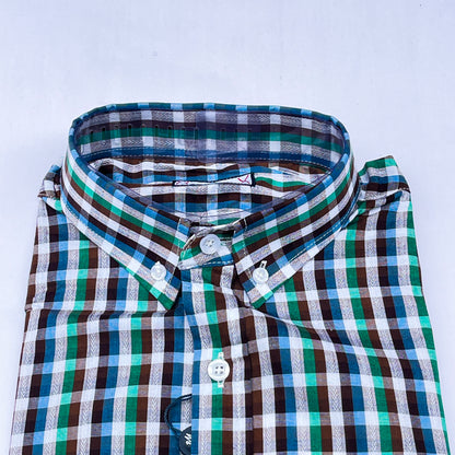 Men’s Custom Fit Blue Checked Shirt - G007