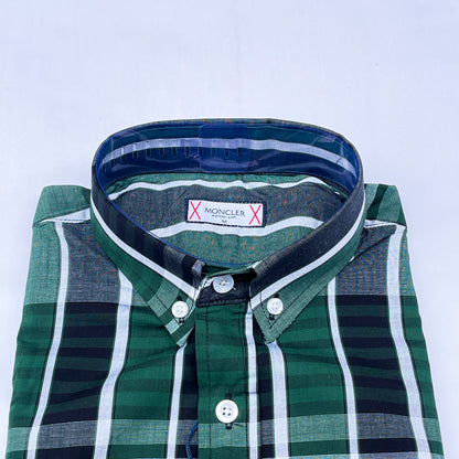 Men’s Custom Fit Green Striped Shirt G10