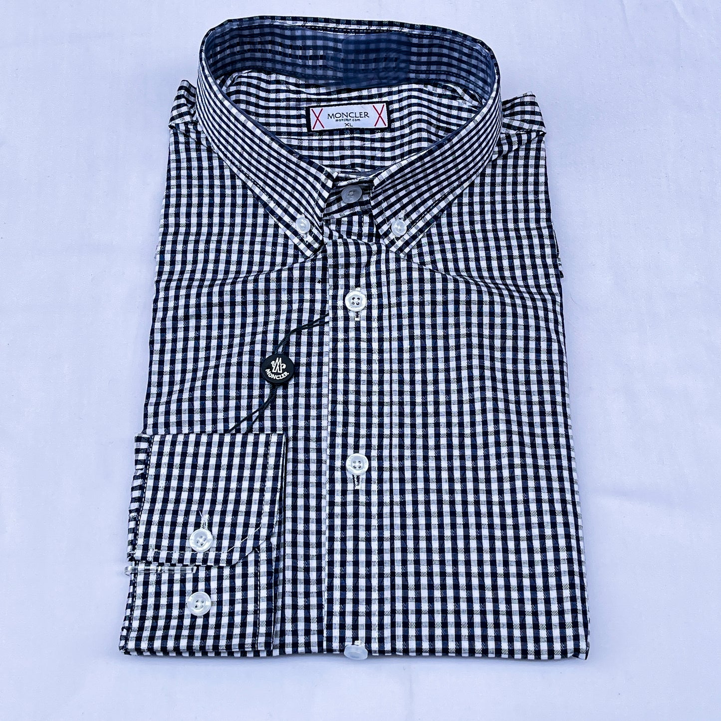 Men’s Custom Fit Navy Blue Checked Shirt - G023