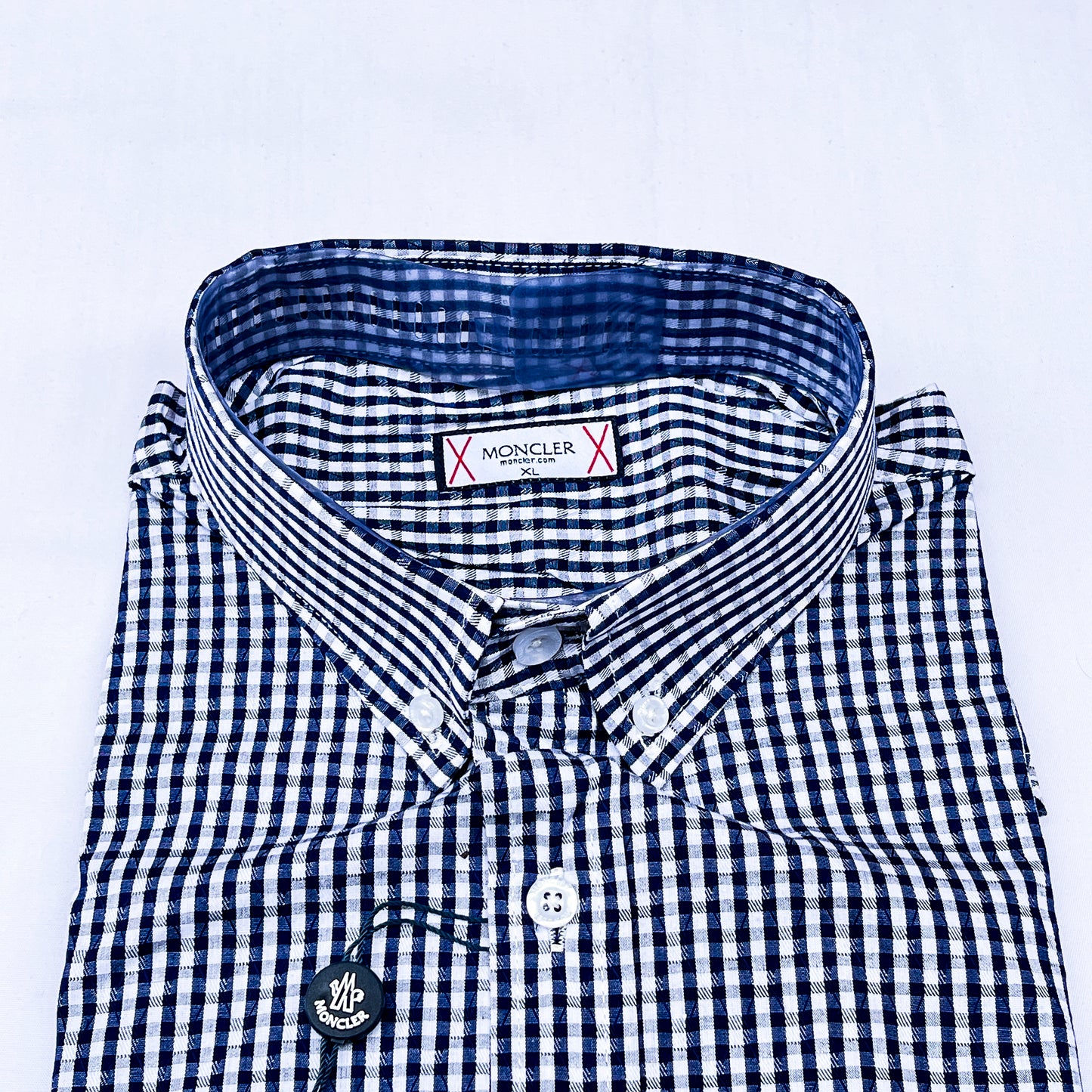 Men’s Custom Fit Navy Blue Checked Shirt - G023