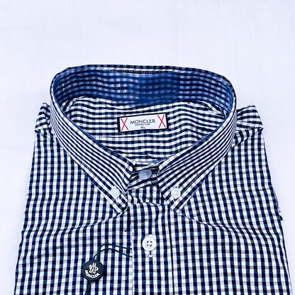 Men’s Custom Fit Navy Blue Checked Shirt - G023