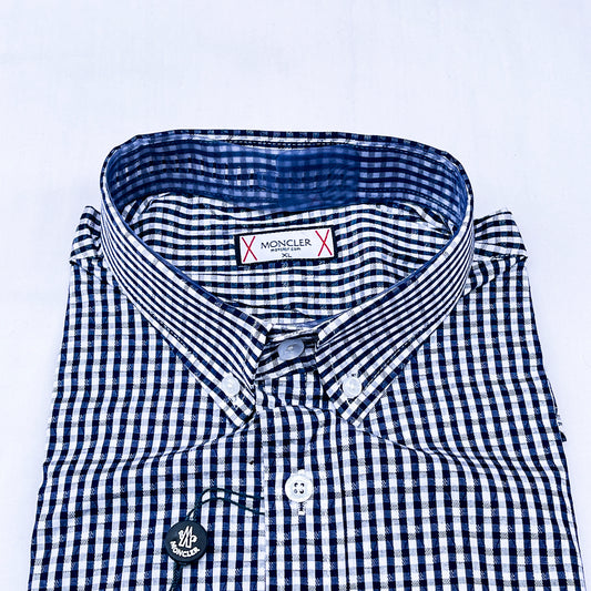 Men’s Custom Fit Navy Blue Checked Shirt - G023