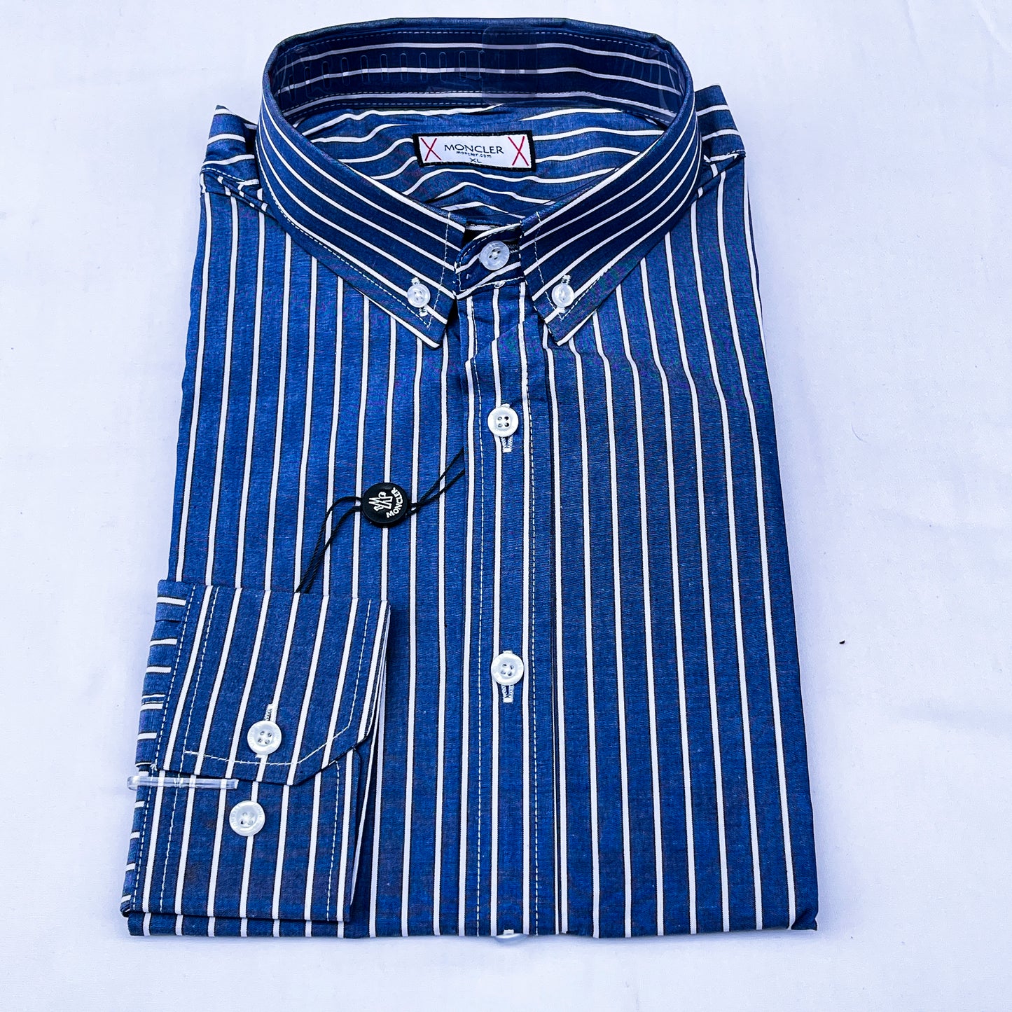 Men’s Custom Fit Blue Striped Shirt W02