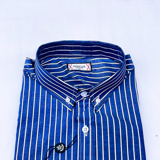 Men’s Custom Fit Blue Striped Shirt W02