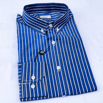 Men’s Custom Fit Blue Striped Shirt W02