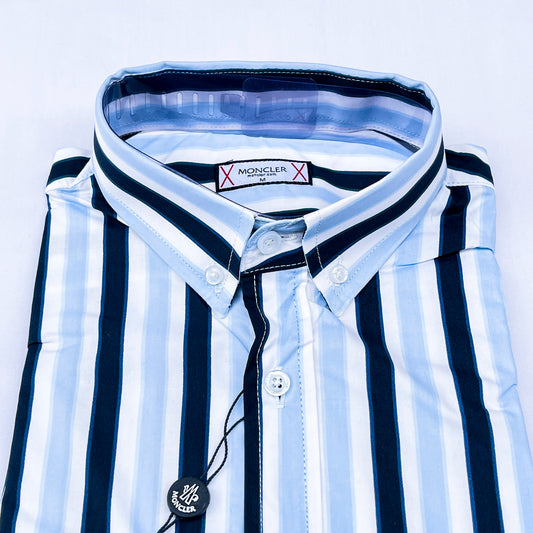 Men’s Custom Fit Sky Blue Striped Shirt W07