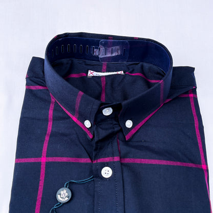 Men’s Custom Fit Navy Blue Striped Shirt G09
