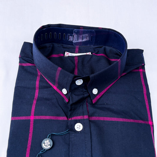 Men’s Custom Fit Navy Blue Striped Shirt G09