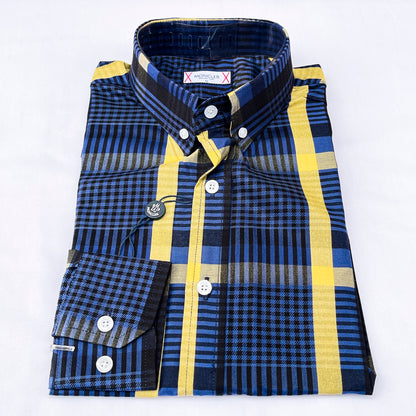 Men’s Custom Fit Navy Blue Striped Shirt G11