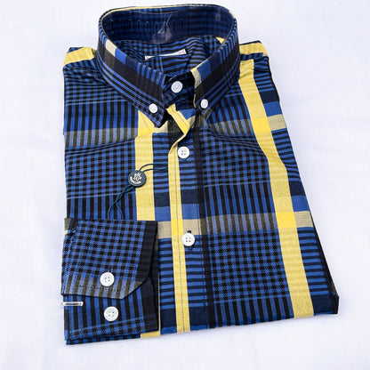 Men’s Custom Fit Navy Blue Striped Shirt G11