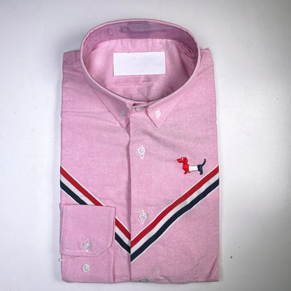 Men's Custom Fit Pink Long Sleeve Oxford Shirt -TB110