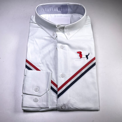 Men's Custom Fit White Long Sleeve Oxford Shirt -TB115