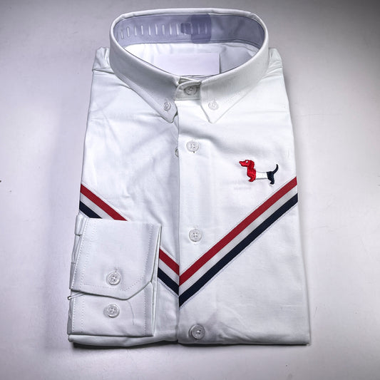 Men's Custom Fit White Long Sleeve Oxford Shirt -TB115