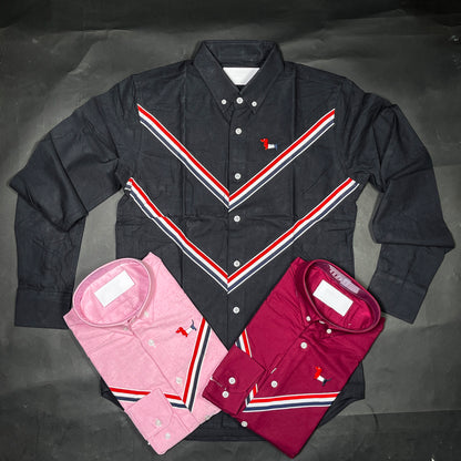 Men's Custom Fit Black Long Sleeve Oxford Shirt -TB103