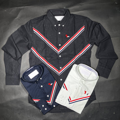 Men's Custom Fit White Long Sleeve Oxford Shirt -TB115