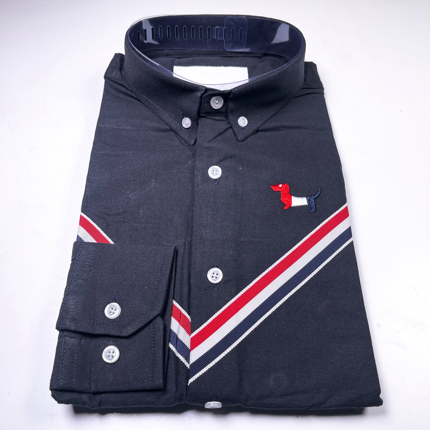 Men's Custom Fit Black Long Sleeve Oxford Shirt -TB103