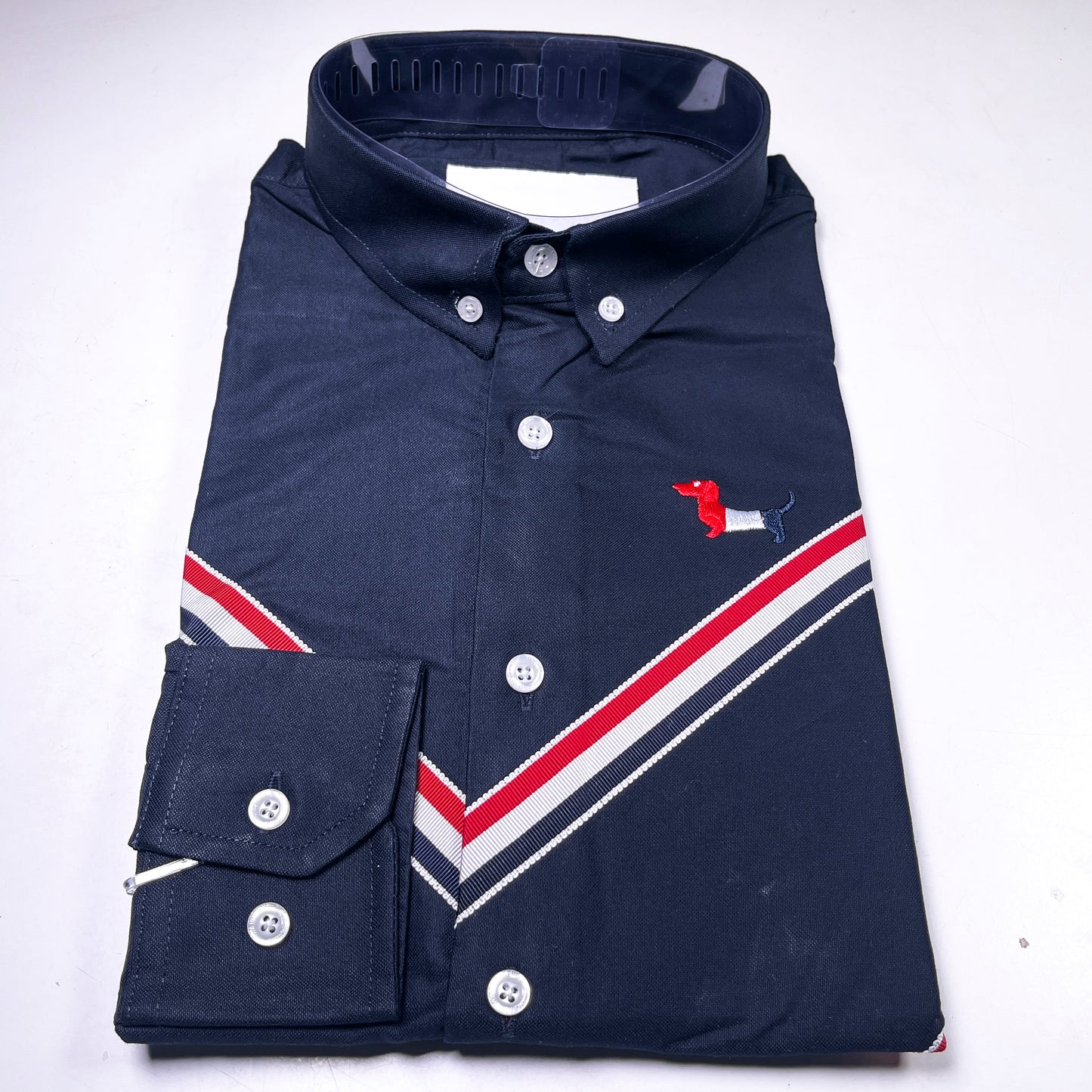 Men's Custom Fit Navy Blue Long Sleeve Oxford Shirt -TB105