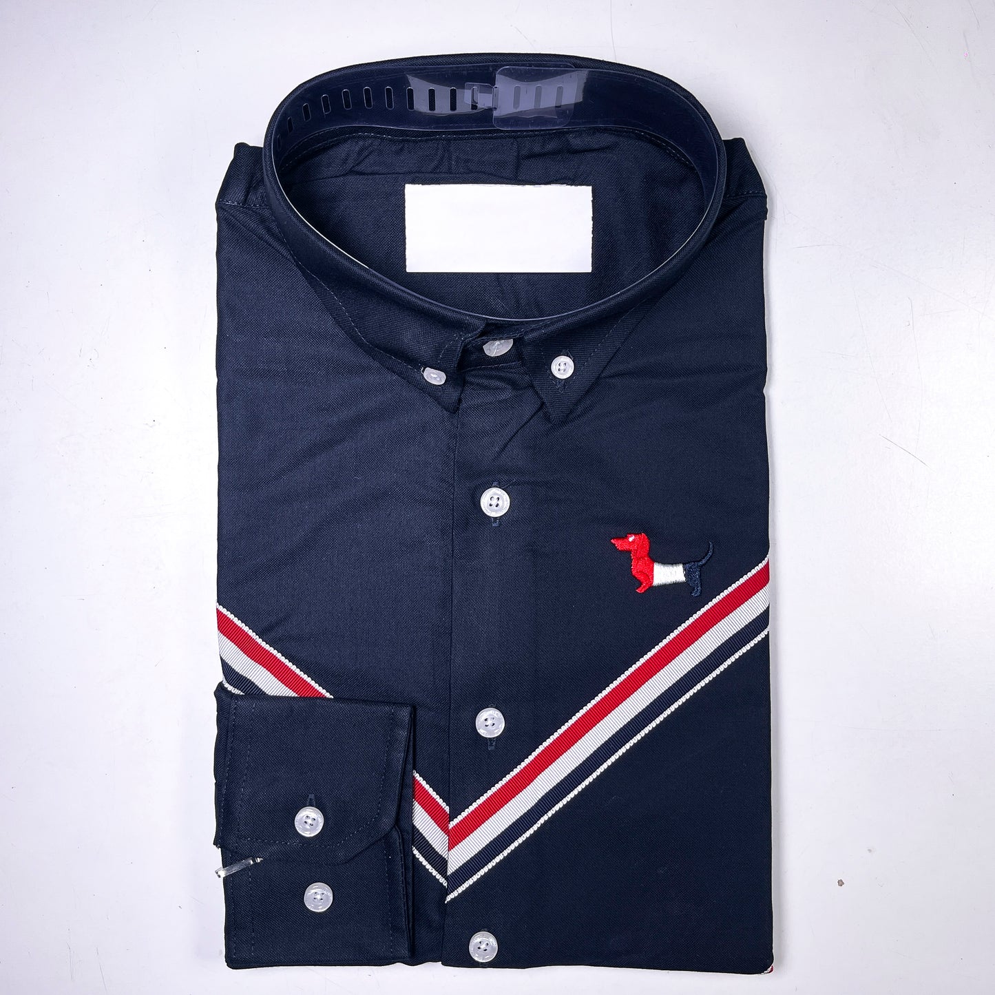 Men's Custom Fit Navy Blue Long Sleeve Oxford Shirt -TB105