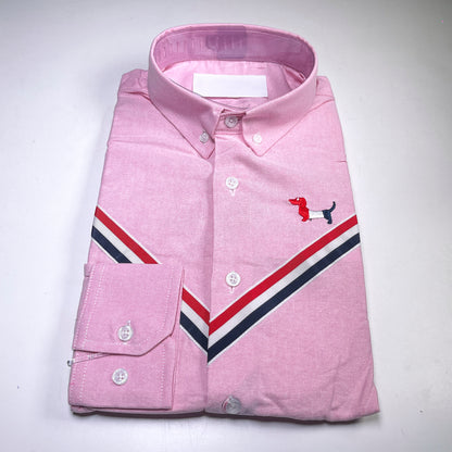 Men's Custom Fit Pink Long Sleeve Oxford Shirt -TB110