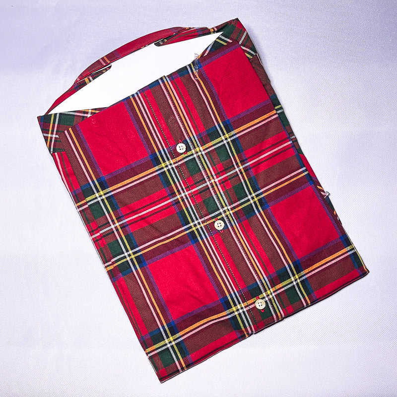 Men Custom Fit Oxford Red Tartan Short Sleeve