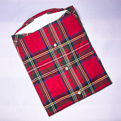 Men Custom Fit Oxford Red Tartan Short Sleeve