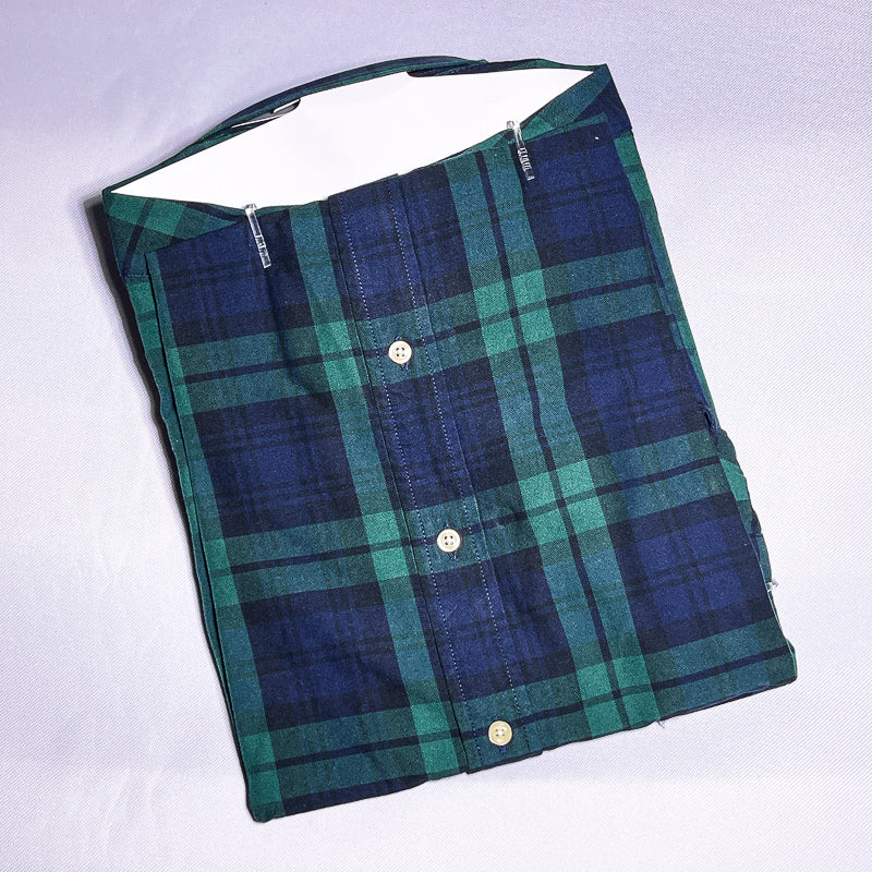 Men Custom Fit Oxford Green Tartan Short Sleeve
