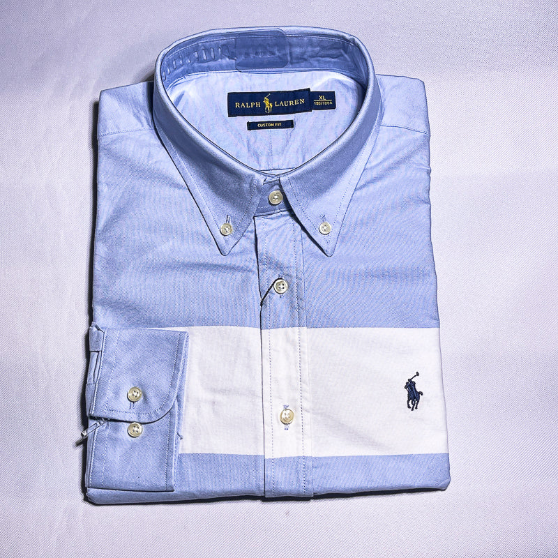 Men Custom Fit Oxford Sky Blue Long Sleeve -PRL02