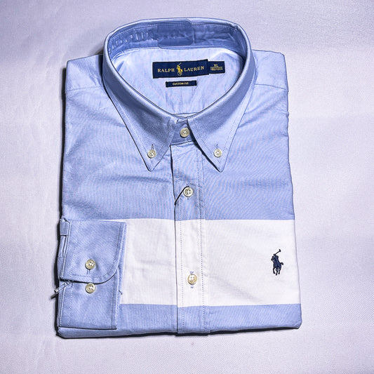 Men Custom Fit Oxford Sky Blue Long Sleeve -PRL02