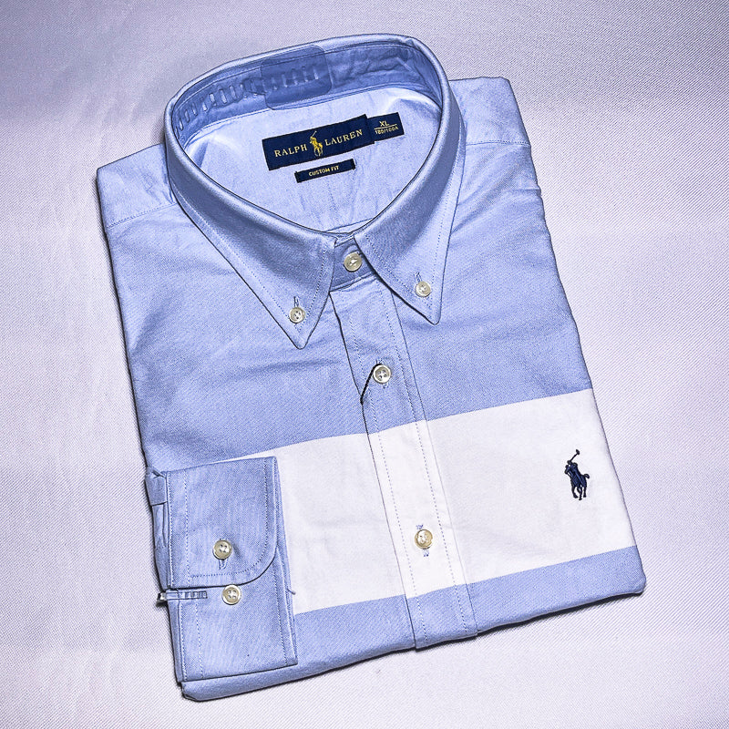 Men Custom Fit Oxford Sky Blue Long Sleeve -PRL02