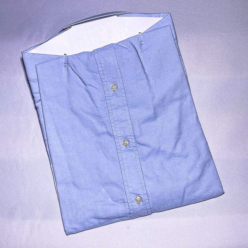 Men Custom Fit Oxford Blue Short Sleeve -PRL06
