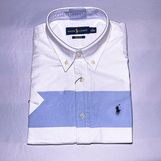Men Custom Fit Oxford White Short Sleeve -PRL08