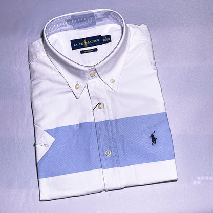 Men Custom Fit Oxford White Short Sleeve -PRL08