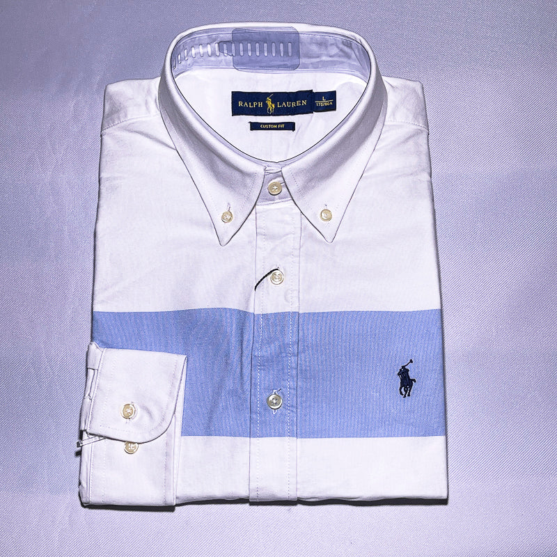 Men Custom Fit Oxford White Long Sleeve -PRL04