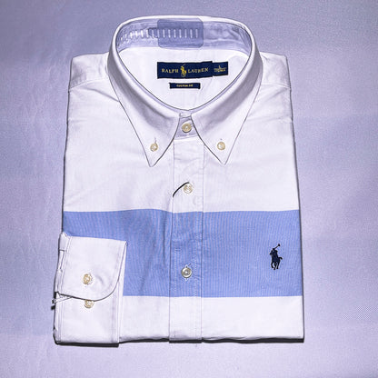 Men Custom Fit Oxford White Long Sleeve -PRL04