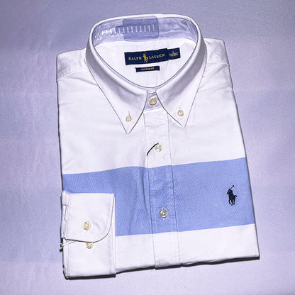 Men Custom Fit Oxford White Long Sleeve -PRL04