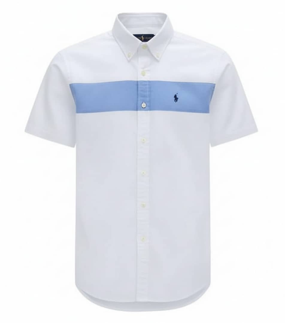 Men Custom Fit Oxford White Short Sleeve -PRL08